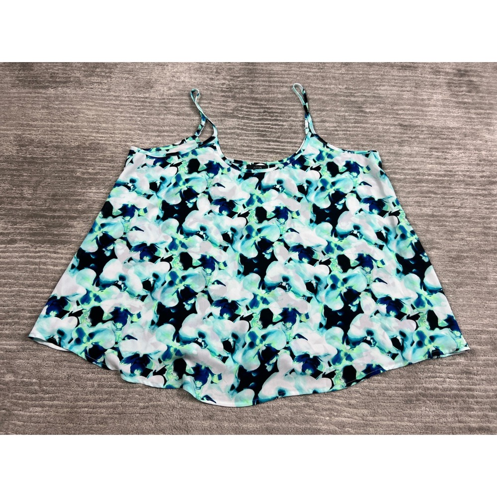 Apt. 9 Camisole Womens XL Blue Teal Orchid Floral Print Spaghetti Strap Tank Top